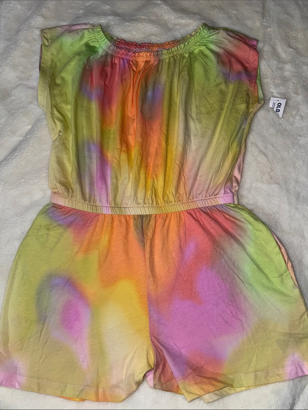 Old Navy Tie-Dye Short Sleeve Girls Romper in Green, Orange, Pink, Purple